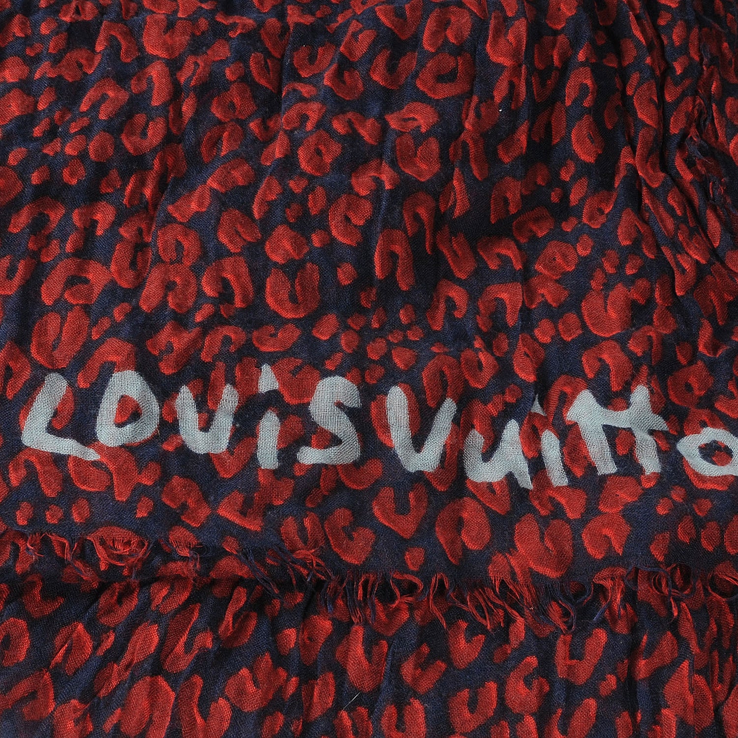 Louis Vuitton Cashmere Silk Sprouse Leopard Stole Scarf Marine 1 of 7