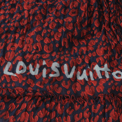 Louis Vuitton Cashmere Silk Sprouse Leopard Stole Scarf Marine 1 of 7