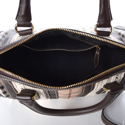 Burberry Haymarket Check Rope Medium Alchester Bowling Bag Chocolate 5 of 7