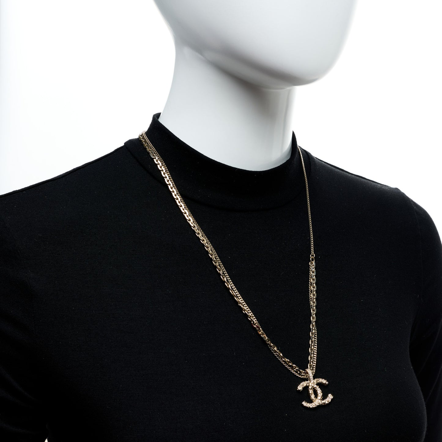Crystal CC Multi Strand Chain Necklace Gold