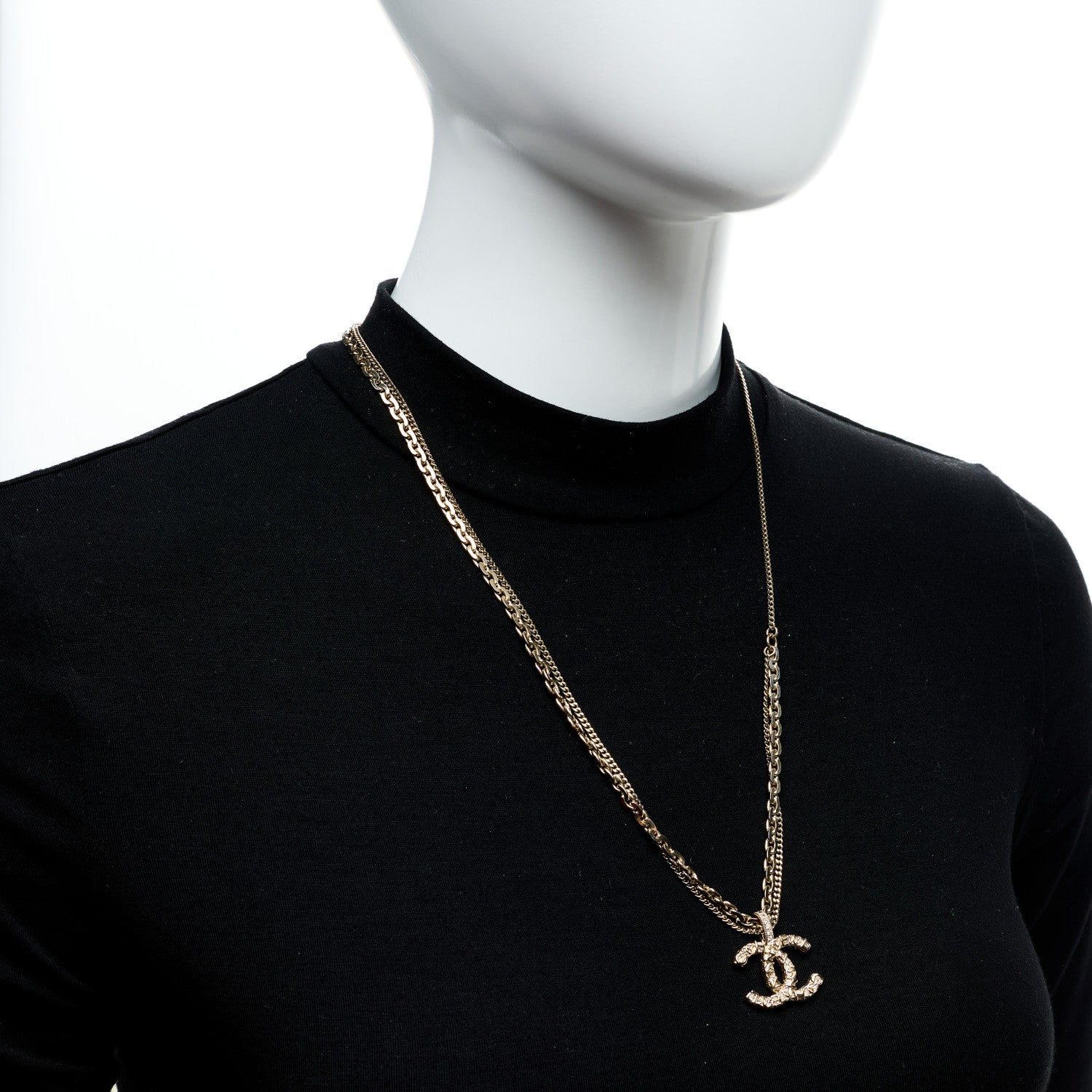 Chanel Crystal CC Multi Strand Chain Necklace Gold 2 of 5