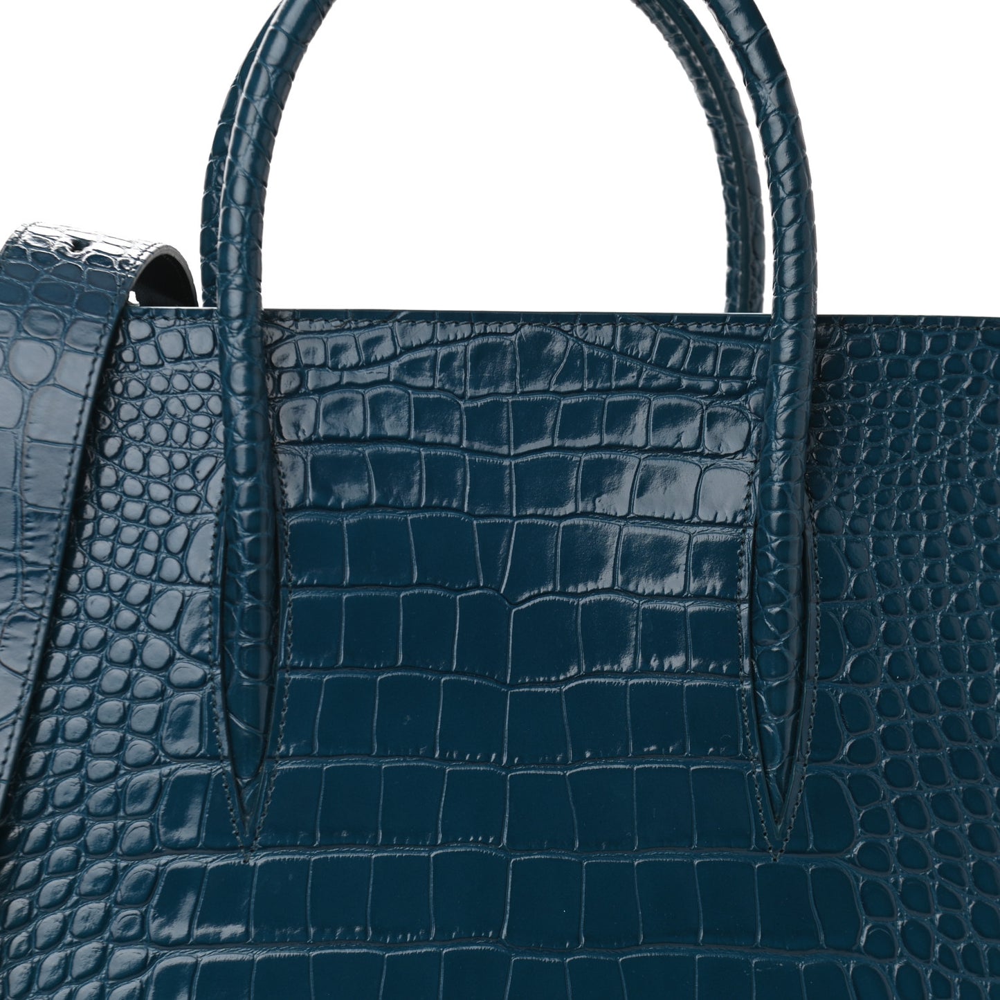 Calfskin Crocodile Embossed Medium Paloma Blue