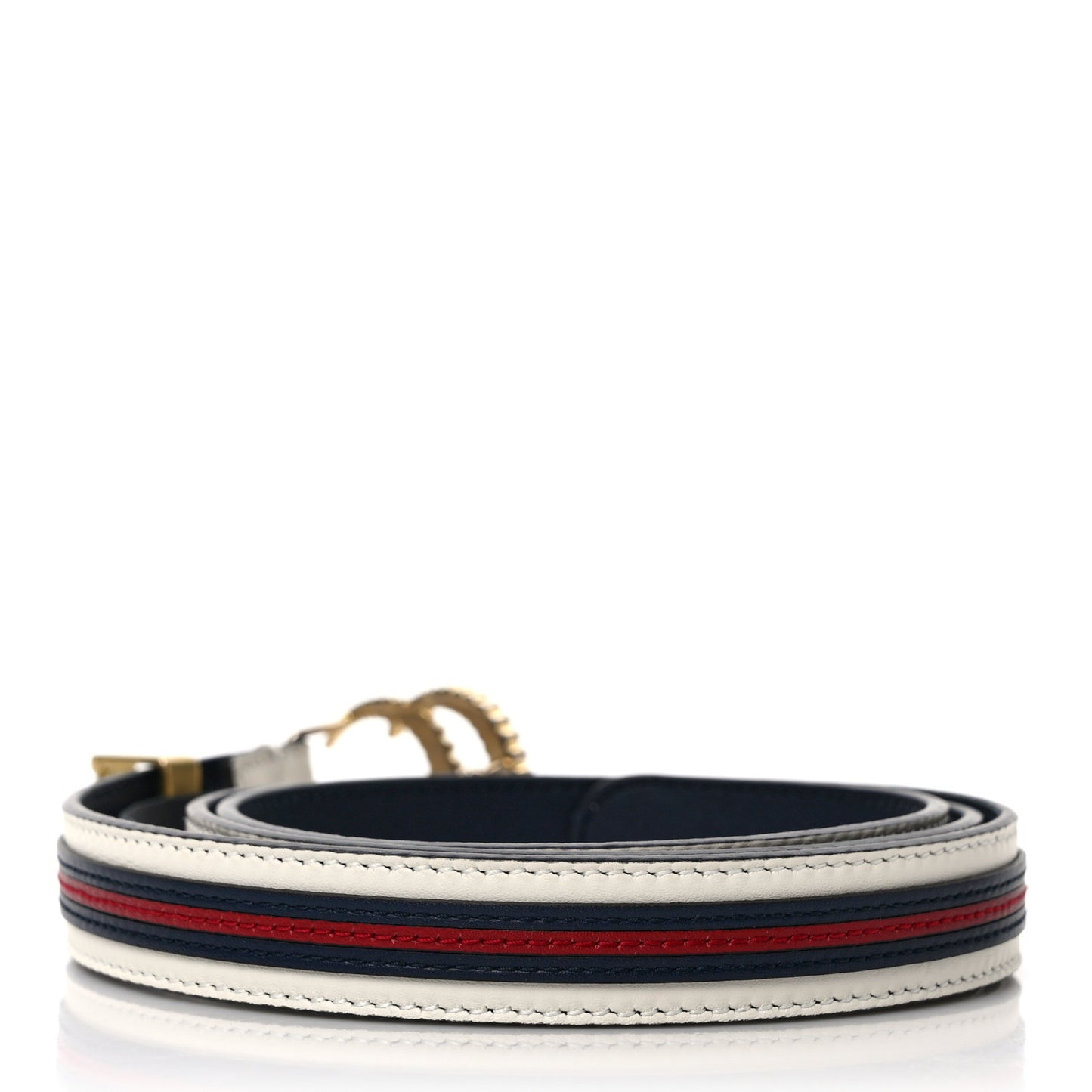 Calfskin 20mm Torchon Double G Sylvie Belt 85 34 Off White Blue Red