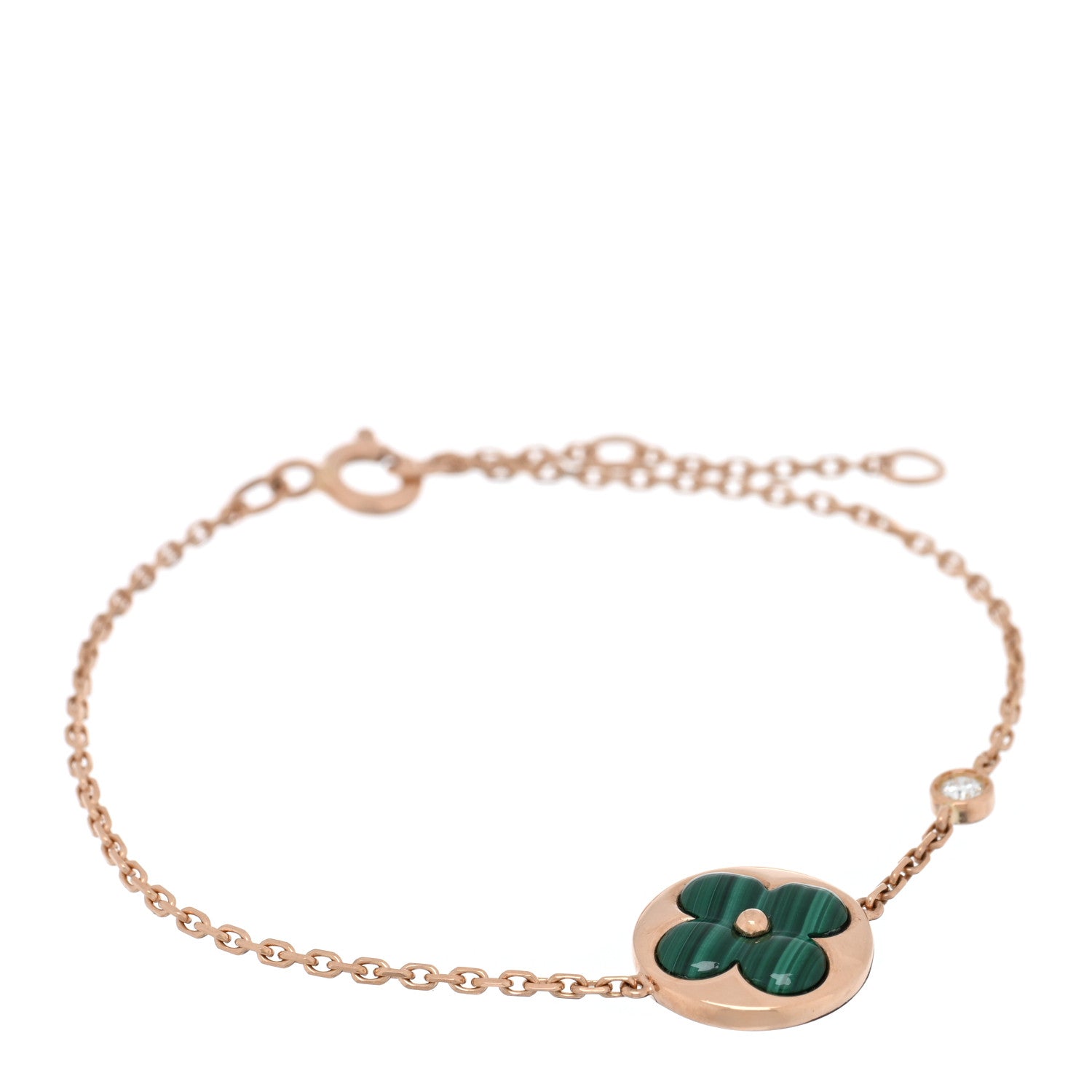 Louis Vuitton 18K Pink Gold Diamond Malachite Blossom BB Sun Bracelet 1 of 3