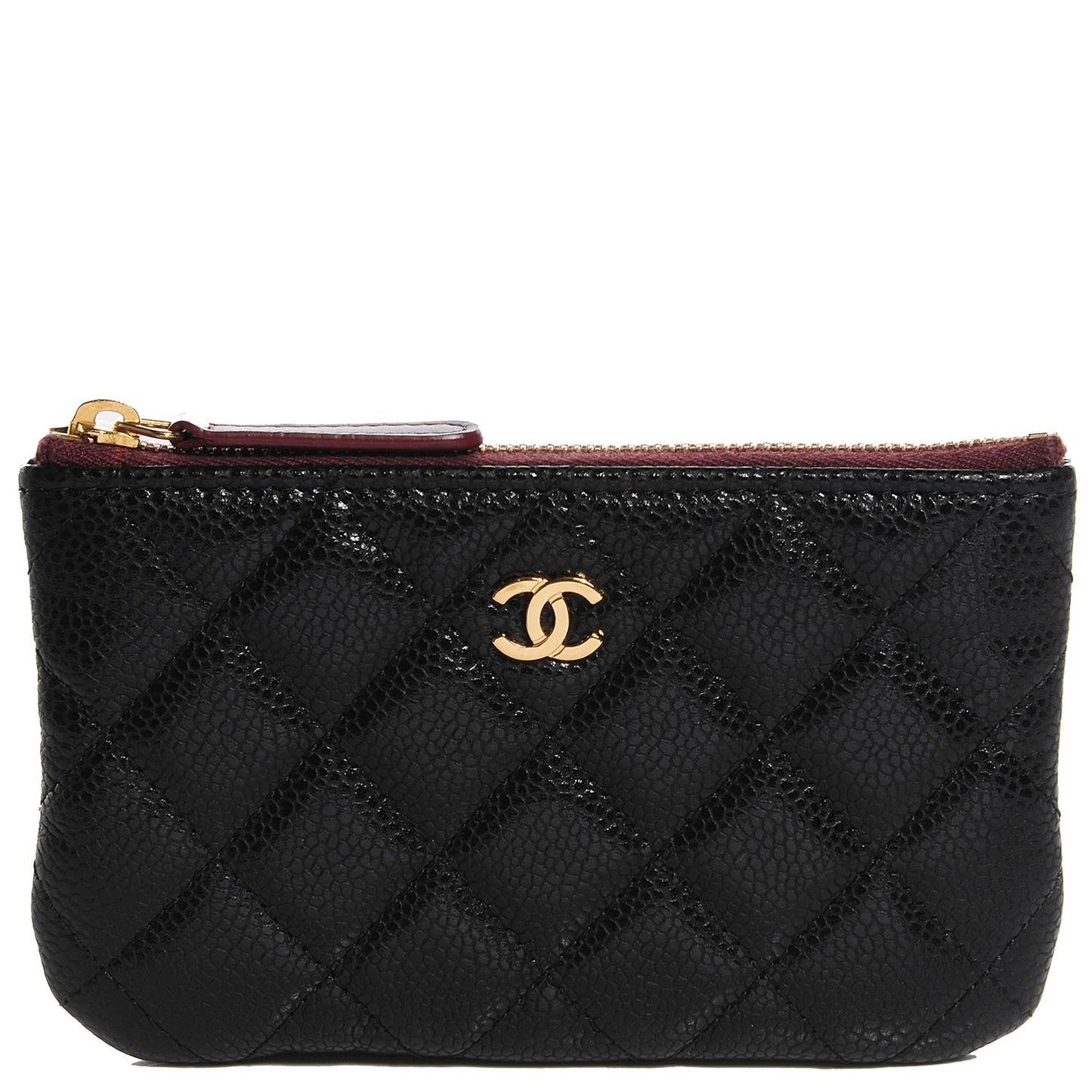 Caviar Quilted Coin Purse Case Black