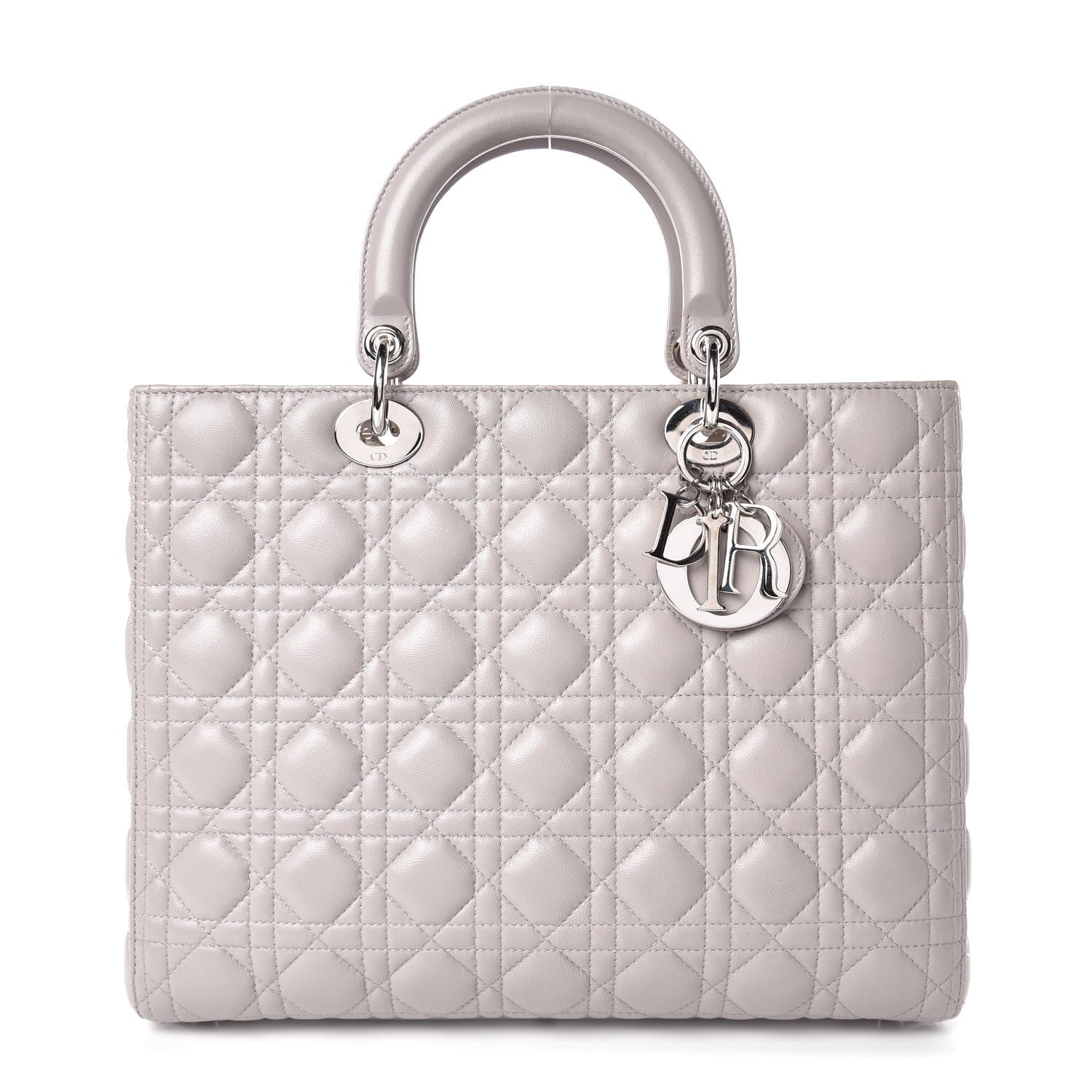 Christian Dior Lambskin Cannage Large Lady Dior Light Grey 1 of 9