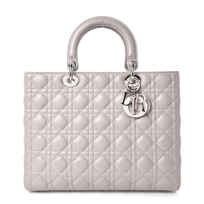 Christian Dior Lambskin Cannage Large Lady Dior Light Grey 1 of 9