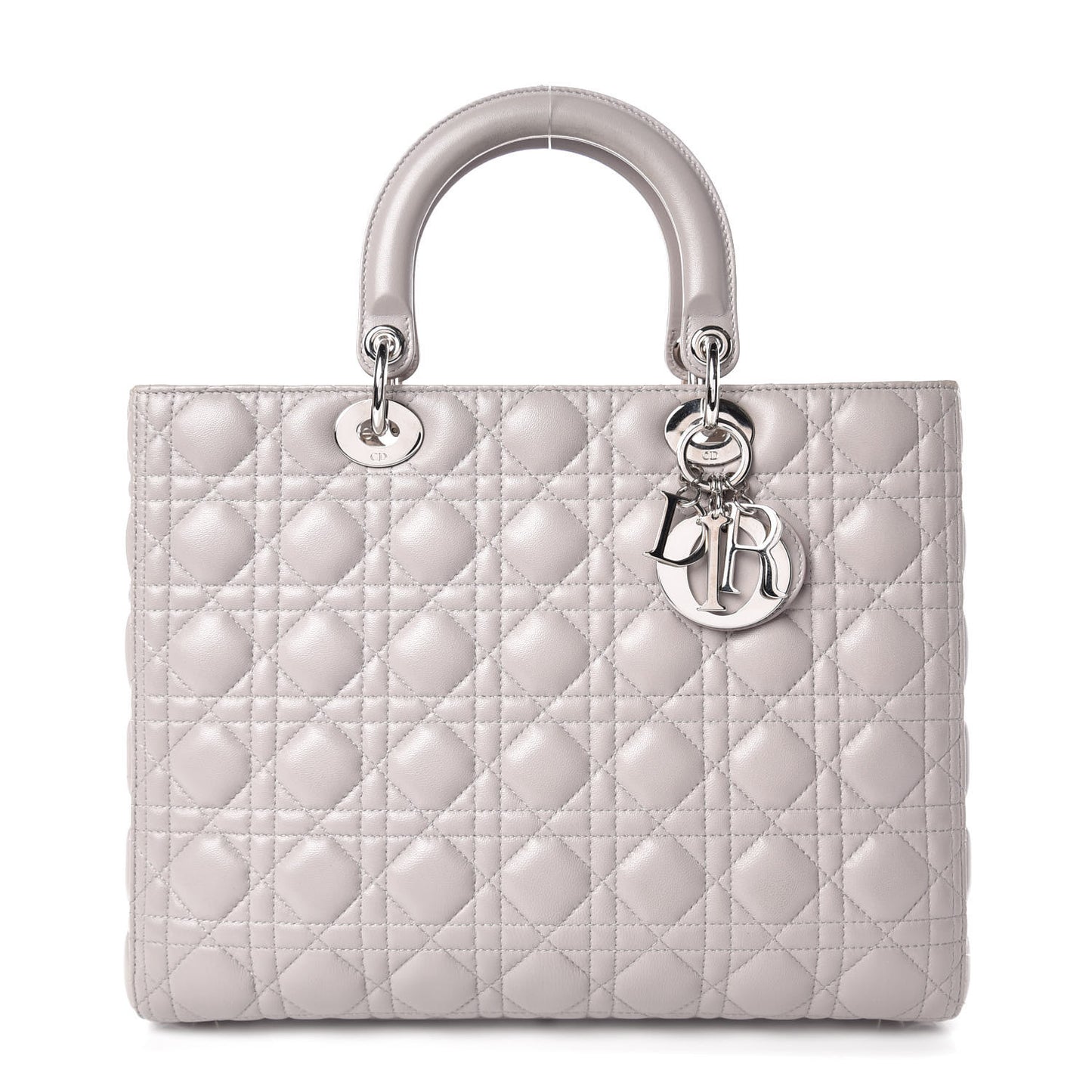 Lambskin Cannage Large Lady Dior Light Grey