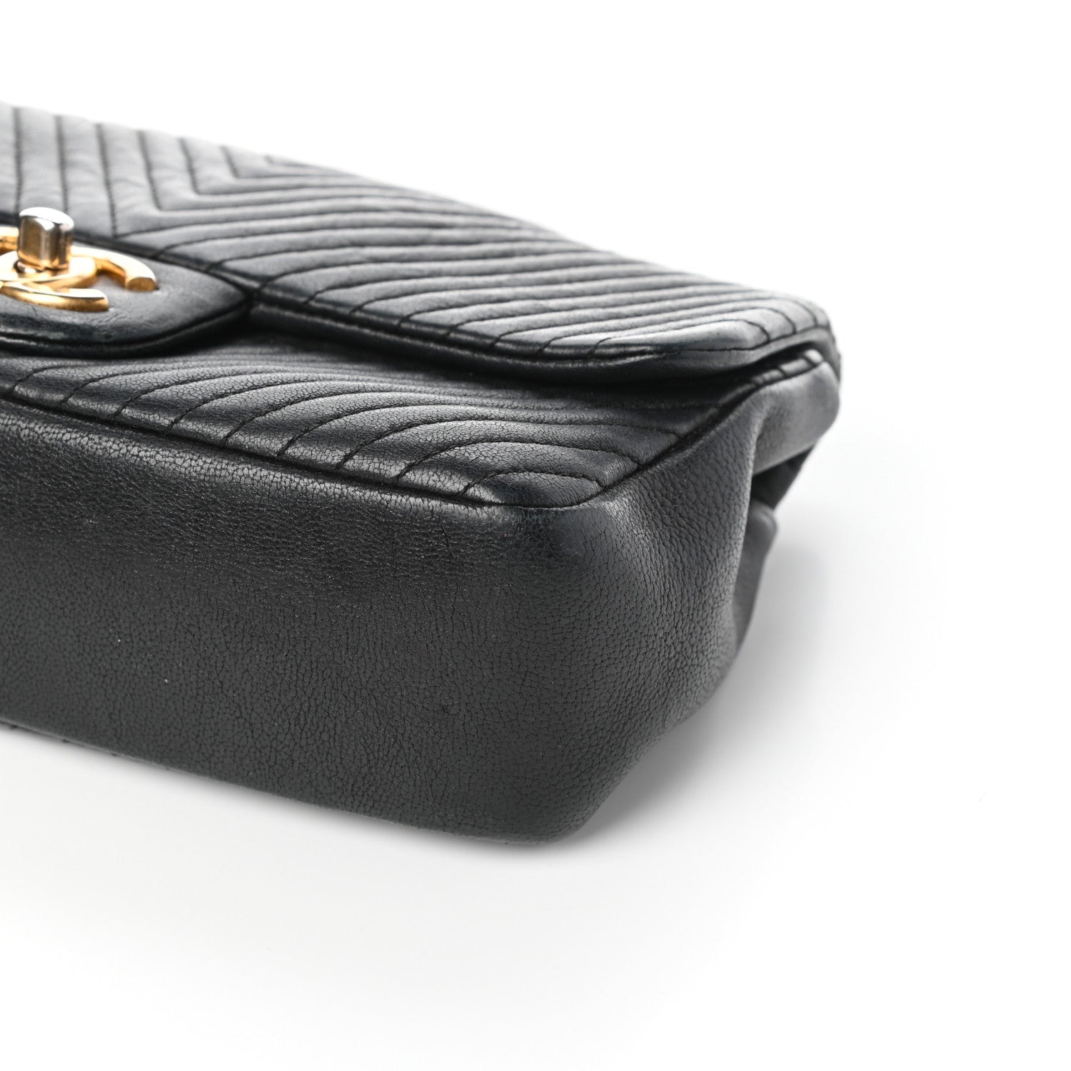 Chanel Calfskin Surpique Chevron Small Flap Black 9 of 9
