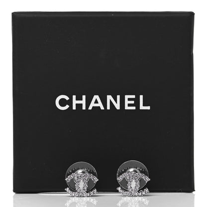 Chanel Crystal CC Earrings Silver 5 of 5
