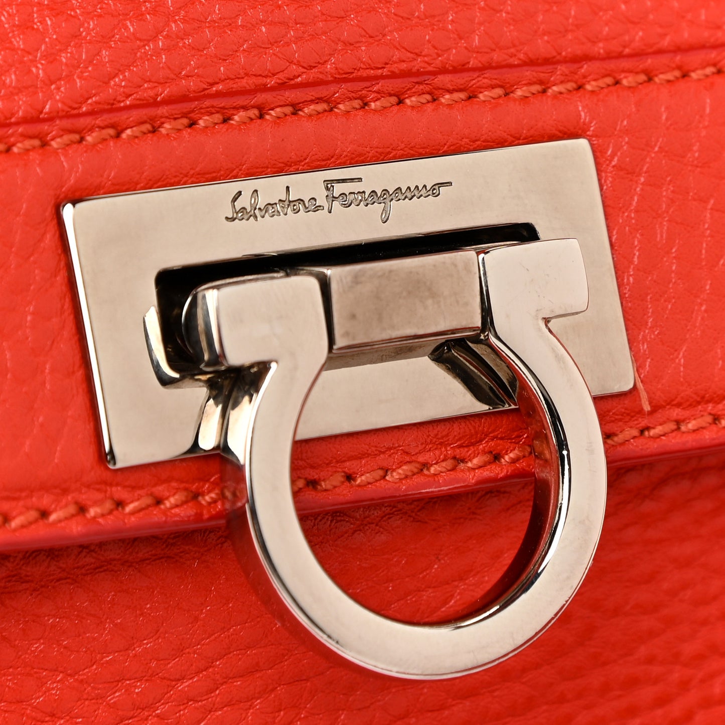 Grained Calfskin Sofia Satchel Red