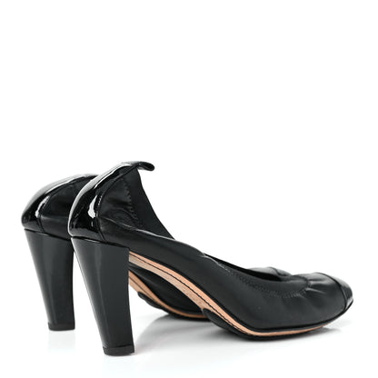 Chanel Lambskin Patent CC Elastic Cap Toe Ballerina Pumps 38.5 Black 4 of 8