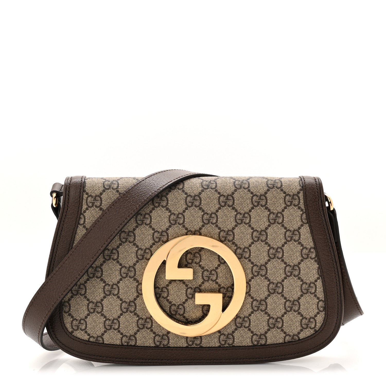 Gucci GG Supreme Monogram Textured Dollar Calfskin Blondie Chain Shoulder Flap Bag Beige Ebony New Acero 1 of 10