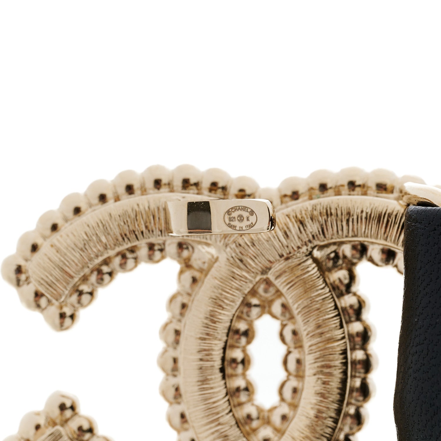 Chanel Lambskin Crystal Pearl CC Belt 85 34 Black 6 of 6
