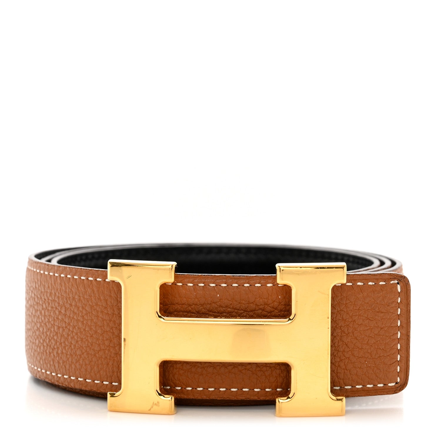 Hermes Box Togo Constance H Belt 85 34 Black Gold 1 of 5