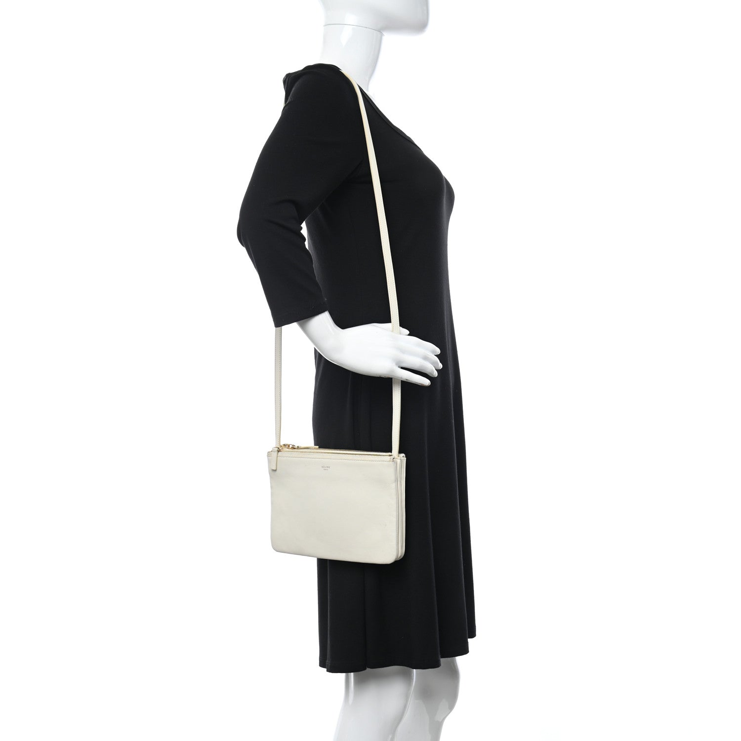 Celine Lambskin Small Trio Crossbody Bag White 2 of 13