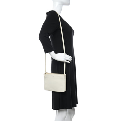 Celine Lambskin Small Trio Crossbody Bag White 2 of 13
