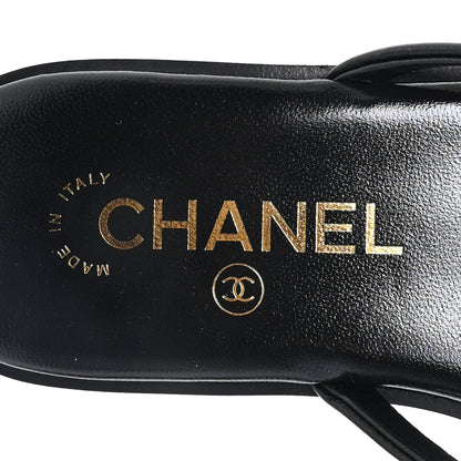 Chanel Goatskin CC Times Square Thong Sandals 37 Black 8 of 10
