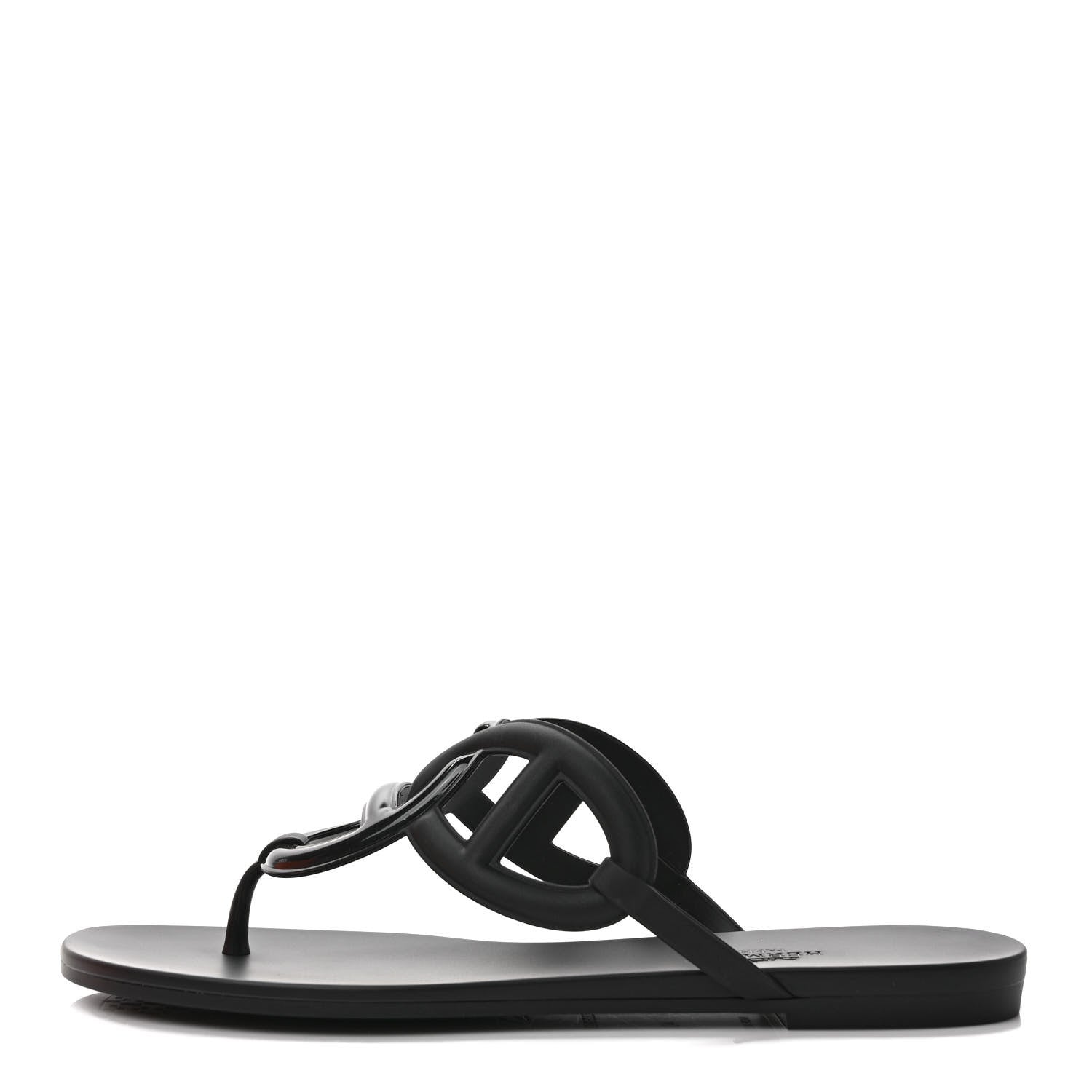 Hermes Rubber Womens Egerie Sandals 40 Black 1 of 8