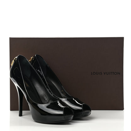 Louis Vuitton Patent Oh Really Peep Toe Pumps 40 Black 12 of 12