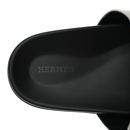 Hermes H Canvas Calfskin Mens Chypre Sandals 42.5 Prunoir Black 7 of 9