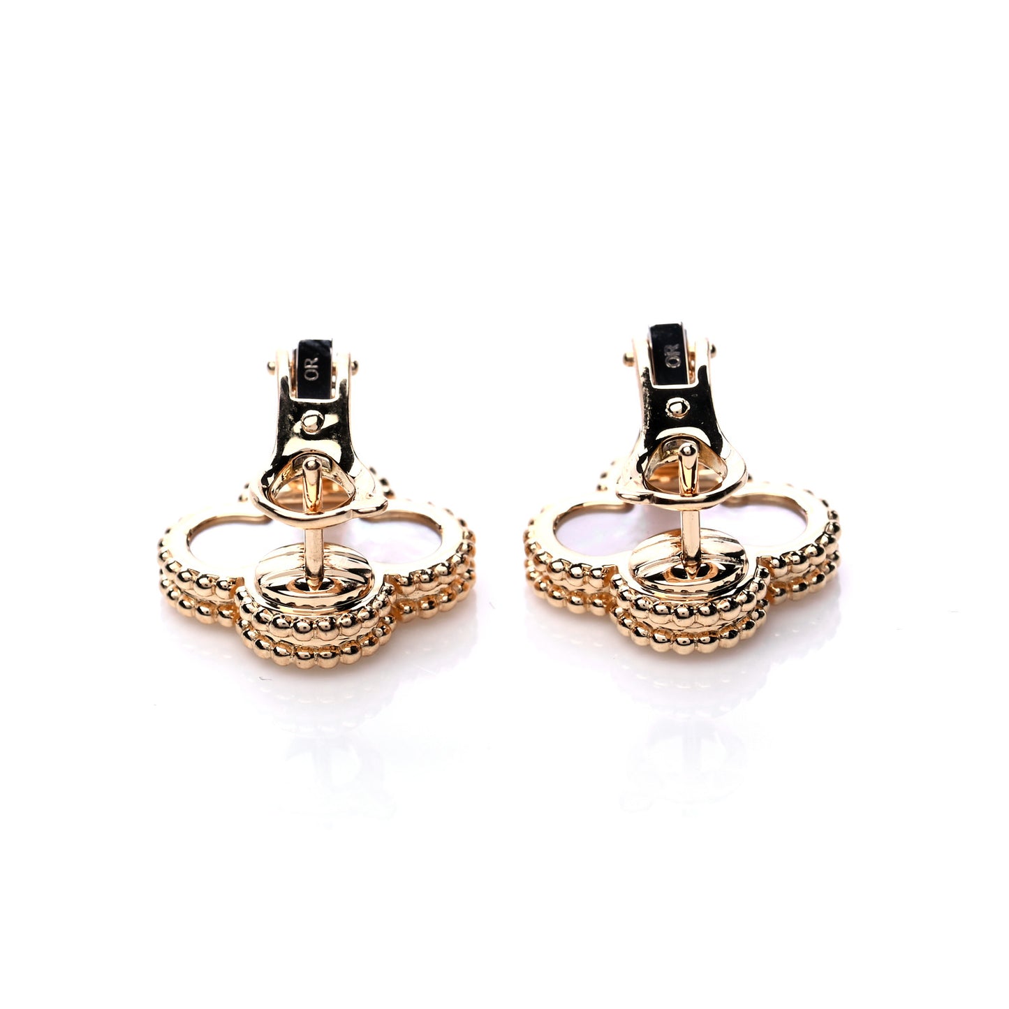 18K Yellow Gold Mother of Pearl Vintage Alhambra Earrings