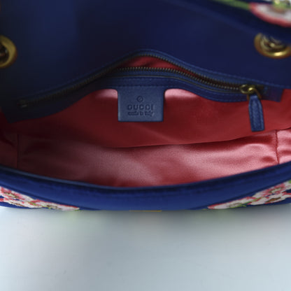 Gucci Velvet Matelasse Deer Embroidered Small GG Marmont Shoulder Bag Cobalt 5 of 10