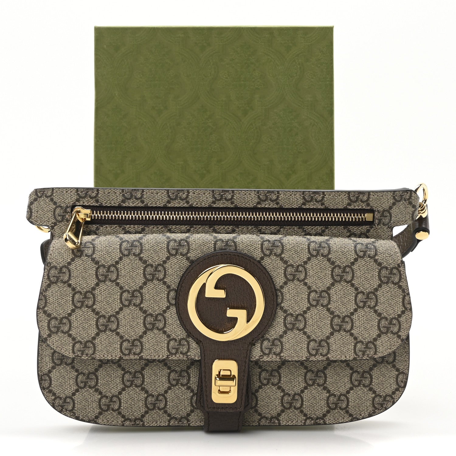 Gucci GG Supreme Monogram Textured Dollar Calfskin Blondie Belt Bag Beige Ebony New Acero 11 of 11