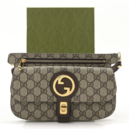 Gucci GG Supreme Monogram Textured Dollar Calfskin Blondie Belt Bag Beige Ebony New Acero 11 of 11