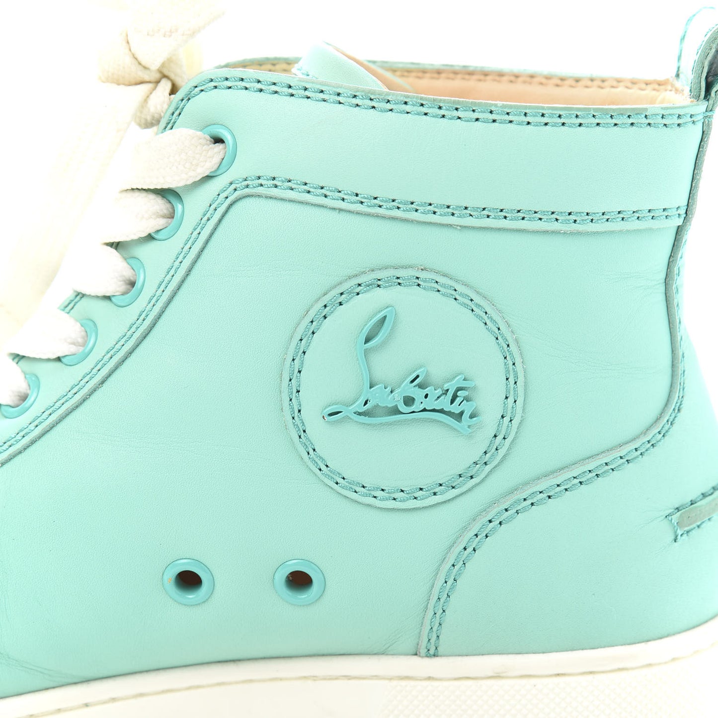 Patent Calfskin Lou Spikes Flat Sneakers 36 Aquamar