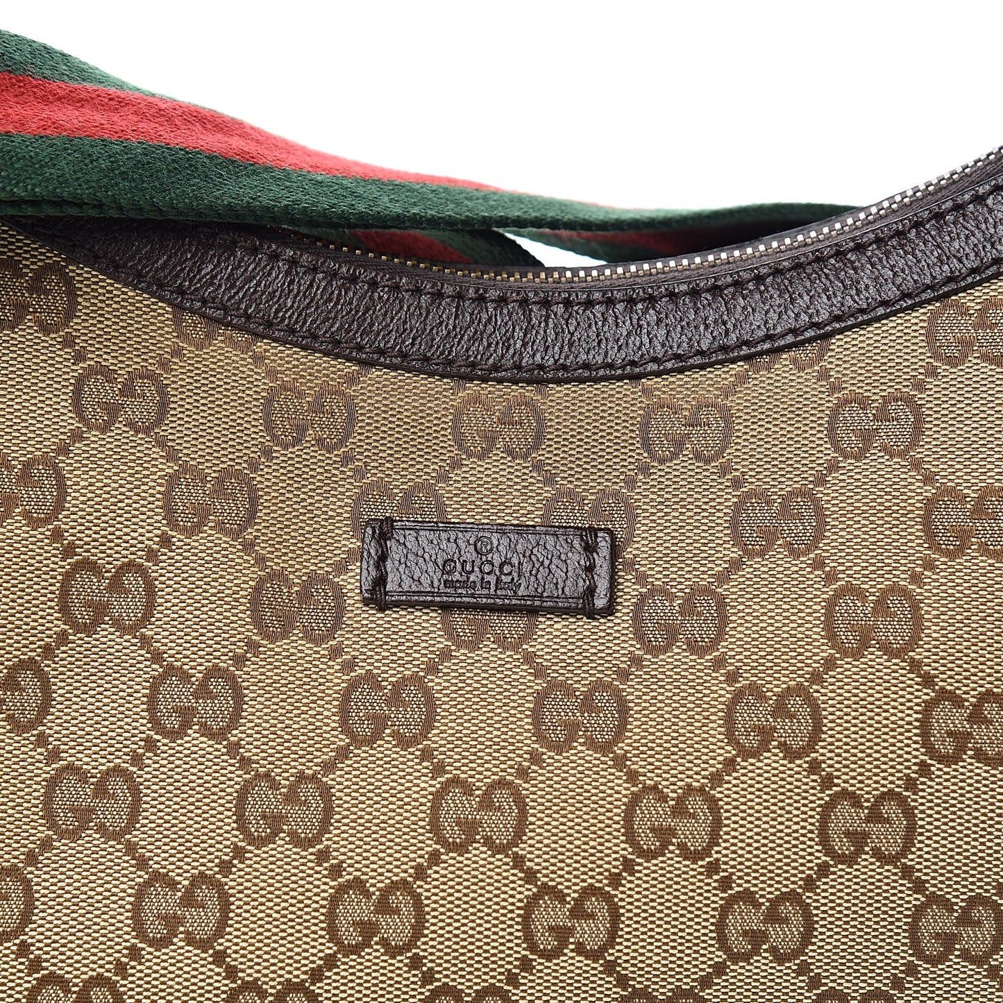 Monogram Web Medium Half Moon Hobo Dark Brown