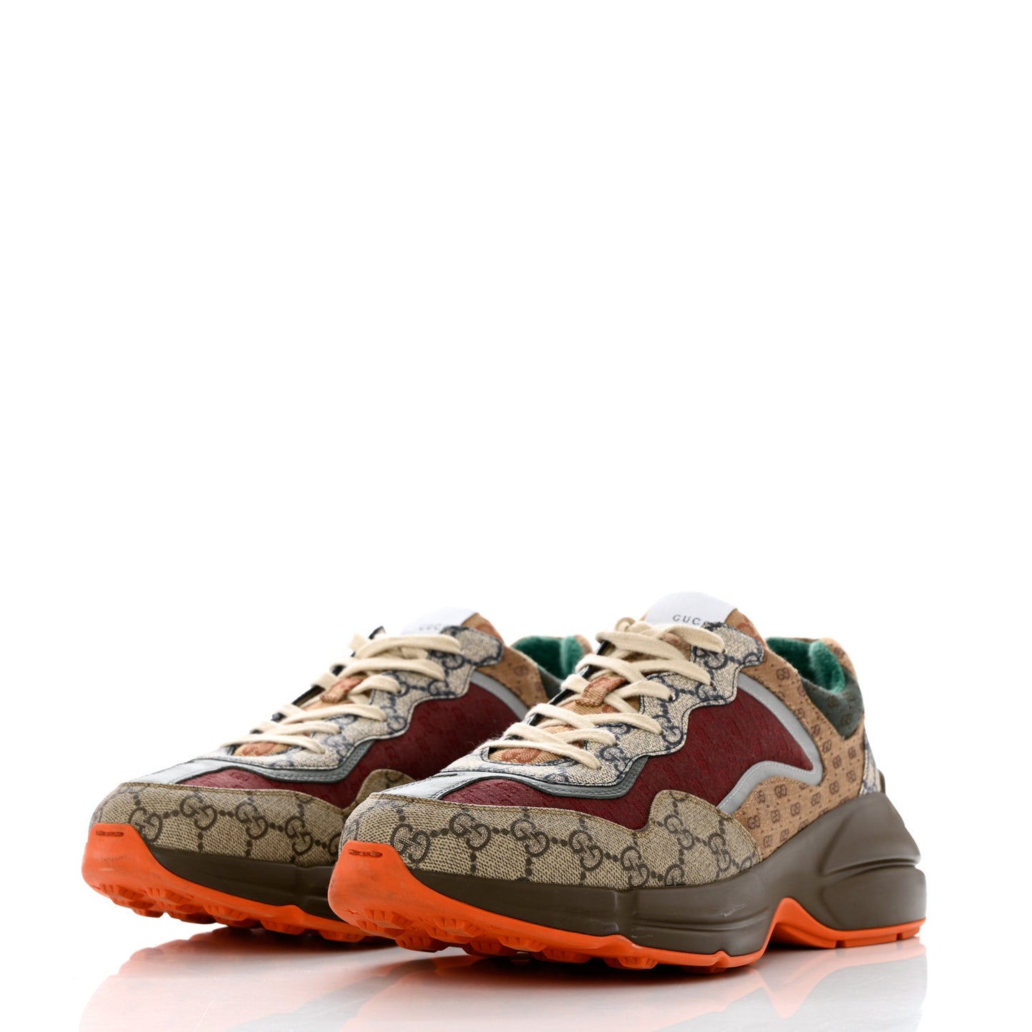 GG Supreme Monogram Mix Monogram Mens Rhyton Sneakers 12 Bordeaux Beige Ebony