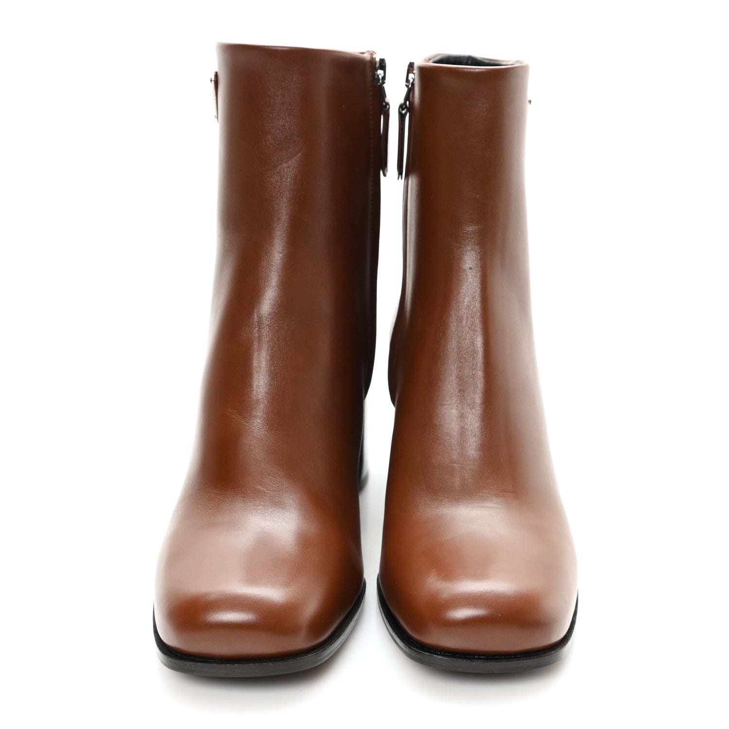 Prada Vitello Triangle Ankle Boots 36.5 Cognac 3 of 9