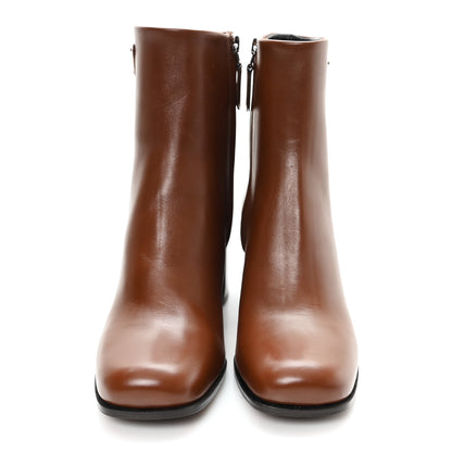 Prada Vitello Triangle Ankle Boots 36.5 Cognac 3 of 9