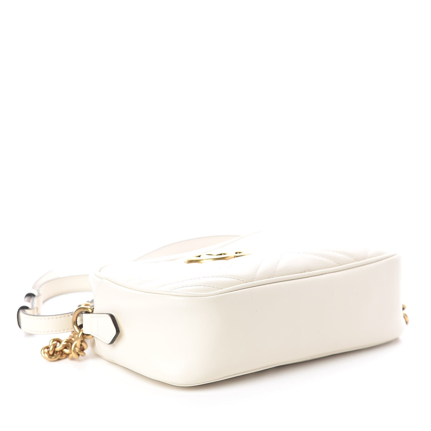 Gucci Calfskin Matelasse Small GG Marmont Chain Shoulder Bag White 4 of 9