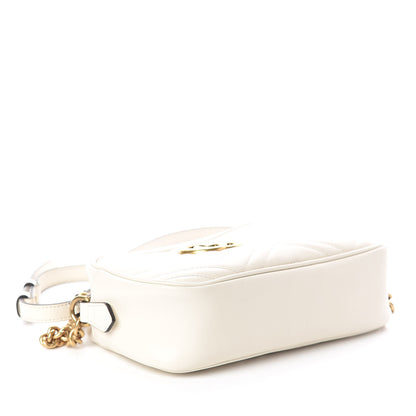 Gucci Calfskin Matelasse Small GG Marmont Chain Shoulder Bag White 4 of 9