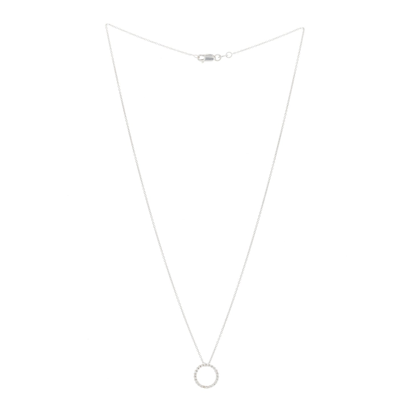 18K White Gold Diamond Small Tiny Treasures Circle Pendant Necklace