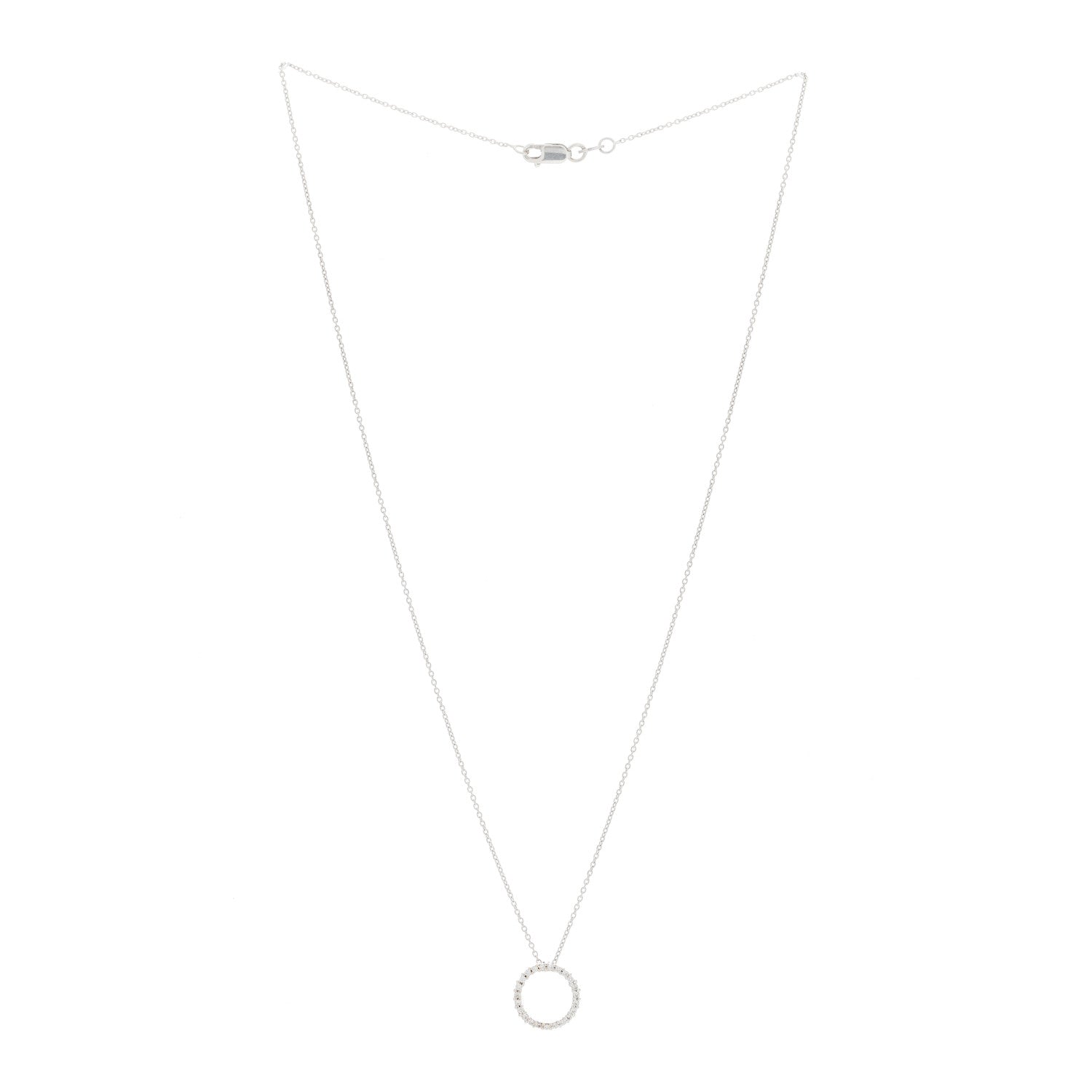 Roberto Coin 18K White Gold Diamond Small Tiny Treasures Circle Pendant Necklace 2 of 4