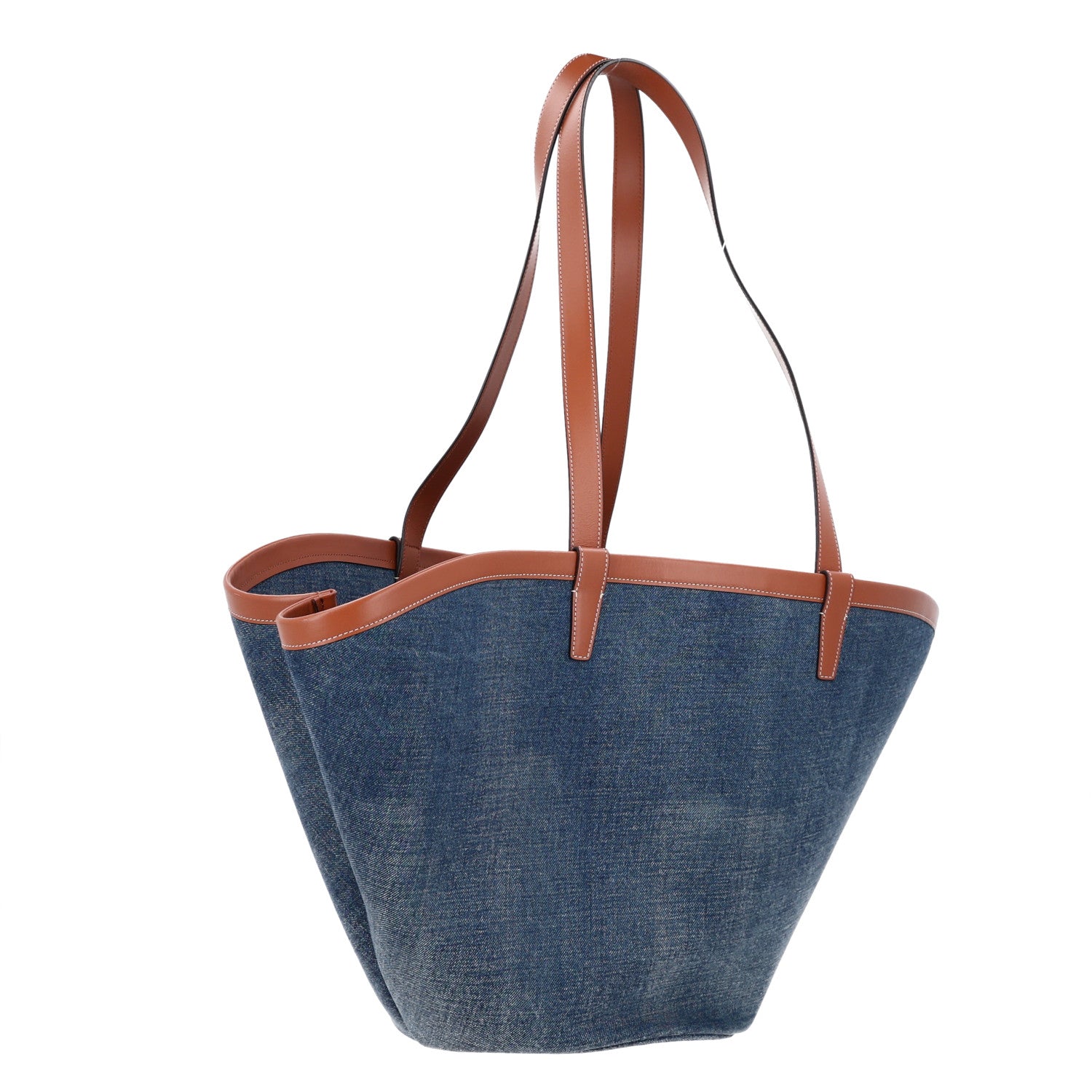 Celine Denim Calfskin Large Couffin Logo Tote Blue 3 of 10