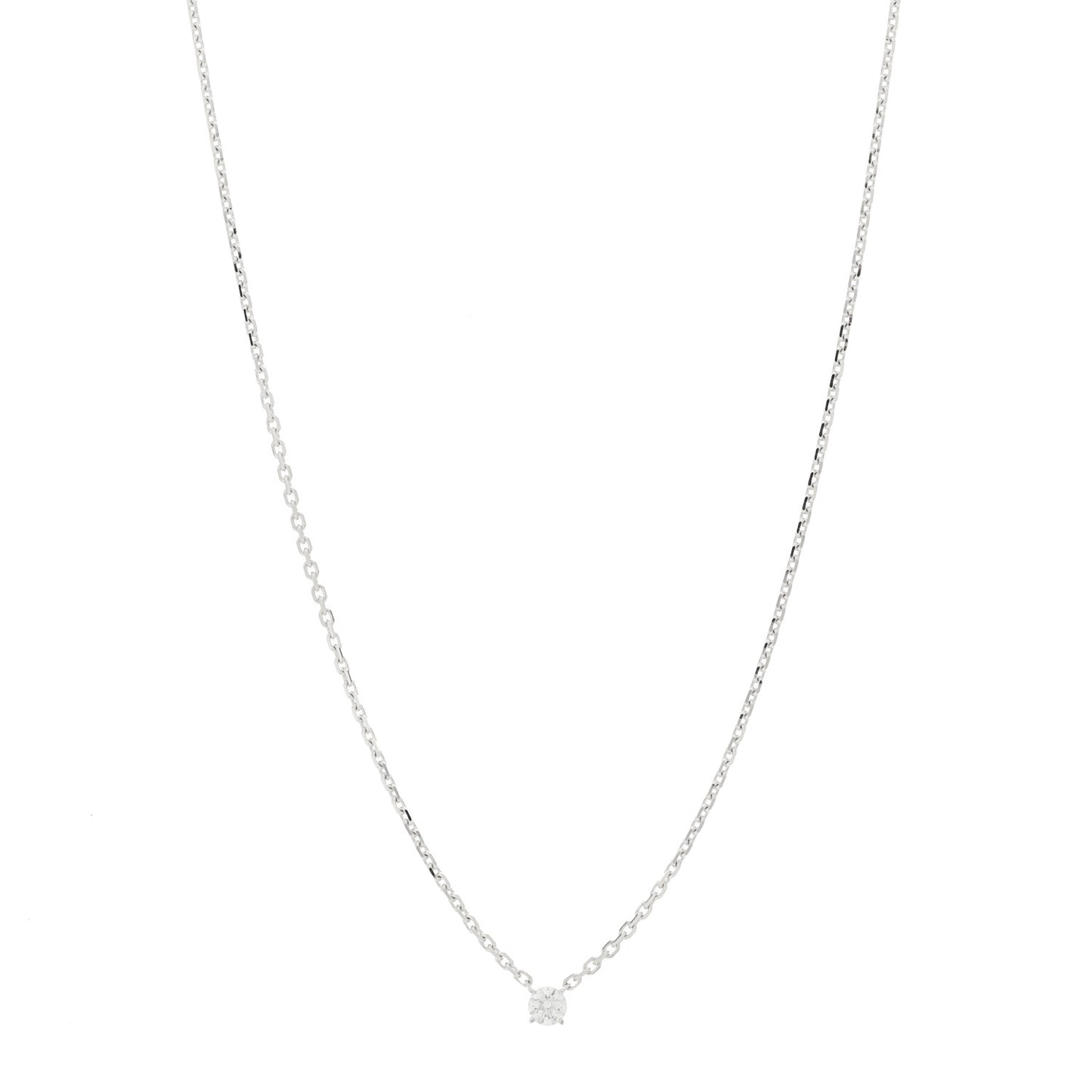 18K White Gold Diamond .26ct 1895 Solitaire Pendant Necklace