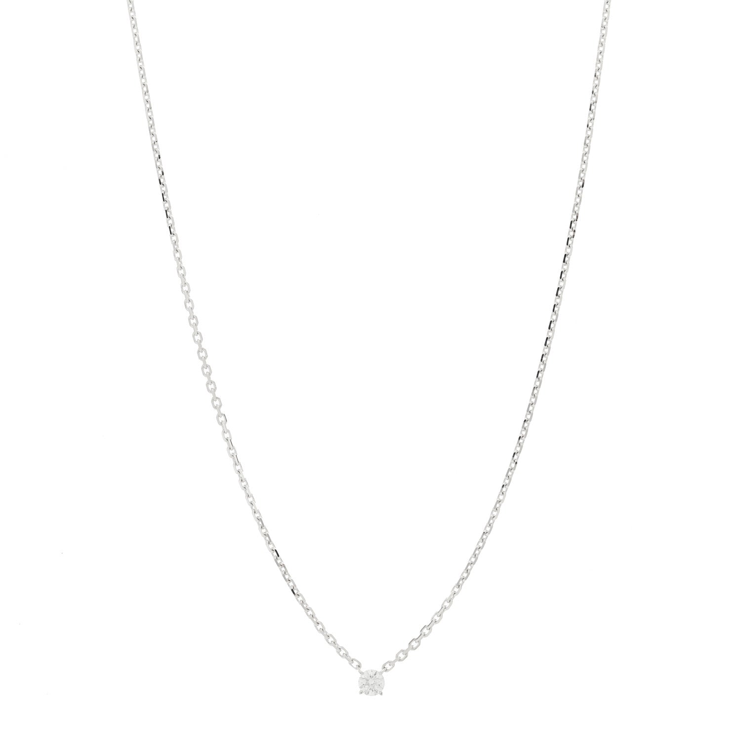 Cartier 18K White Gold Diamond .26ct 1895 Solitaire Pendant Necklace 1 of 6