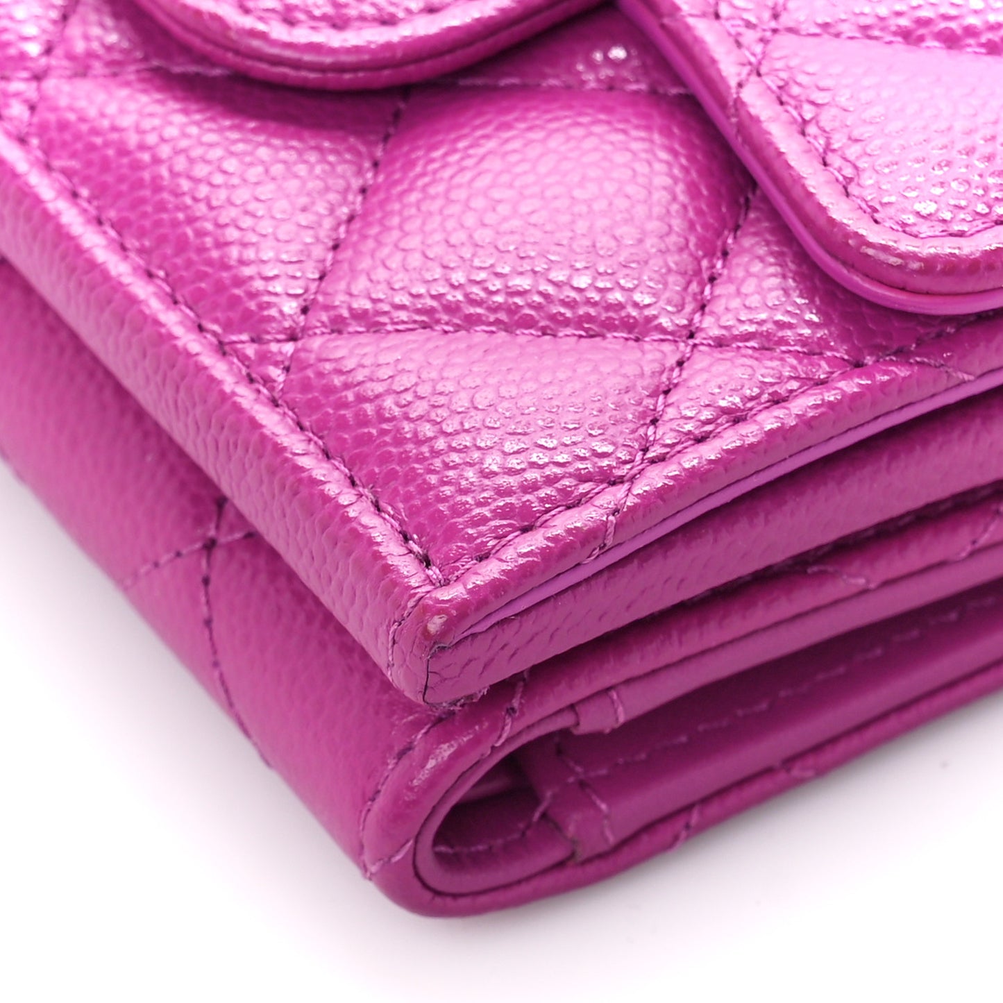 Caviar Quilted Double Flap Wallet Purple
