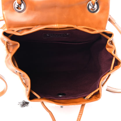 Chanel Glazed Calfskin Shearling Quilted Small Mountain Backpack Brown 4 of 4