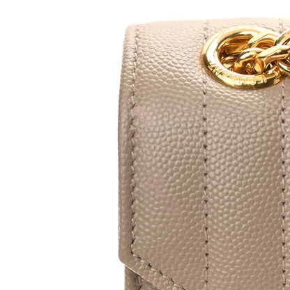 Saint Laurent Grain De Poudre Textured Mixed Matelasse Medium Triquilt Monogram Satchel Dark Beige 9 of 10