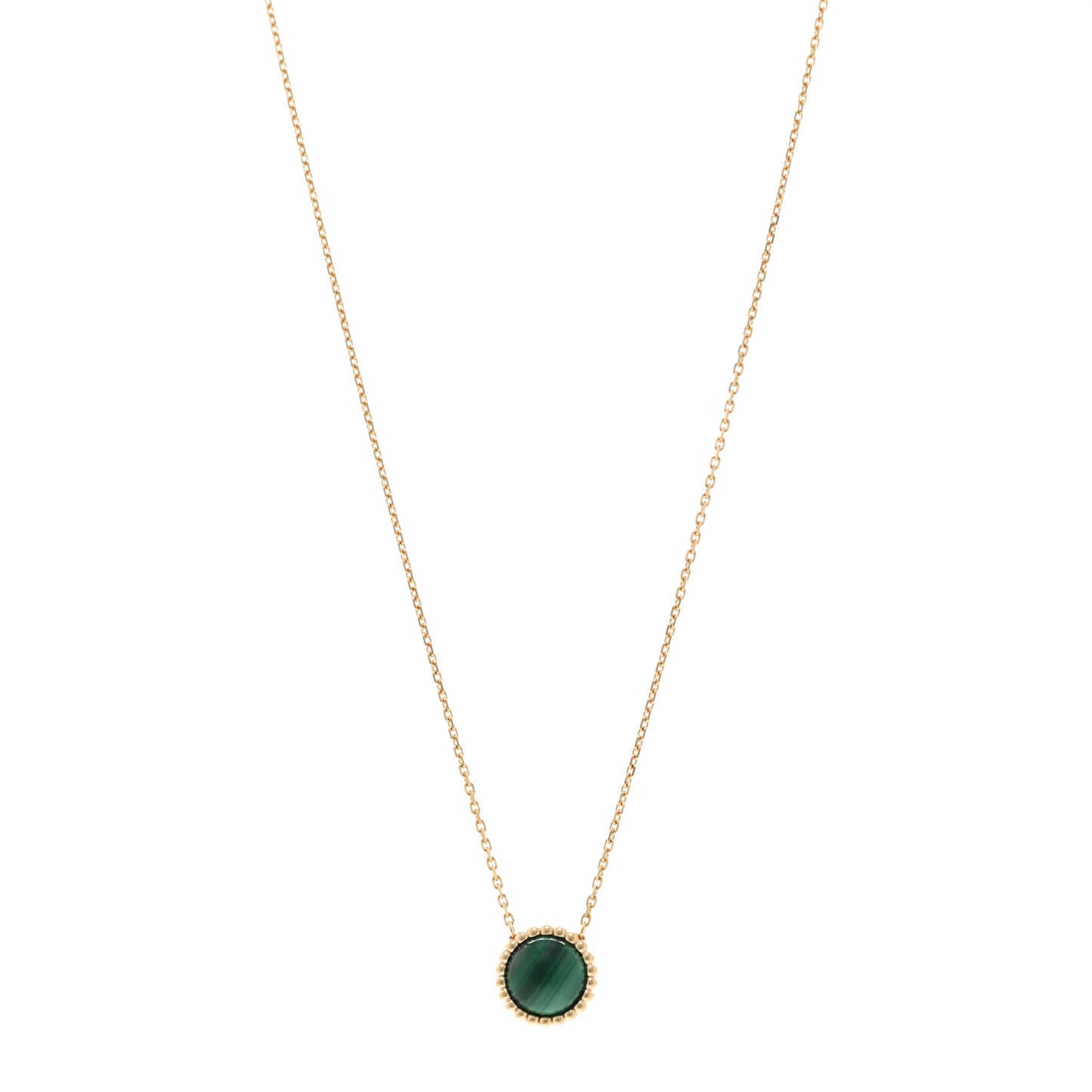 18K Yellow Gold Malachite Perlee Couleurs Pendant Necklace