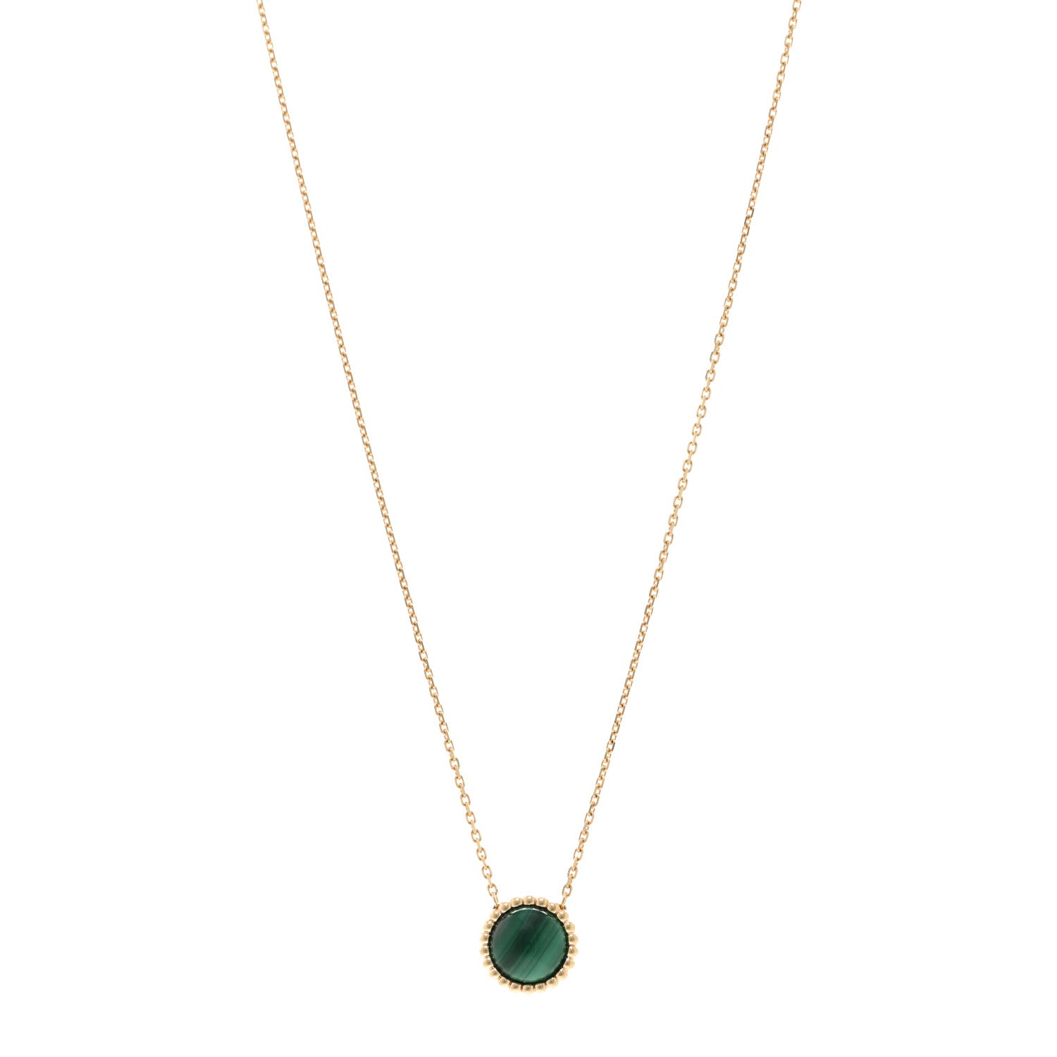 Van Cleef & Arpels 18K Yellow Gold Malachite Perlee Couleurs Pendant Necklace 1 of 5