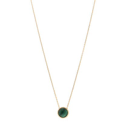 Van Cleef & Arpels 18K Yellow Gold Malachite Perlee Couleurs Pendant Necklace 1 of 5