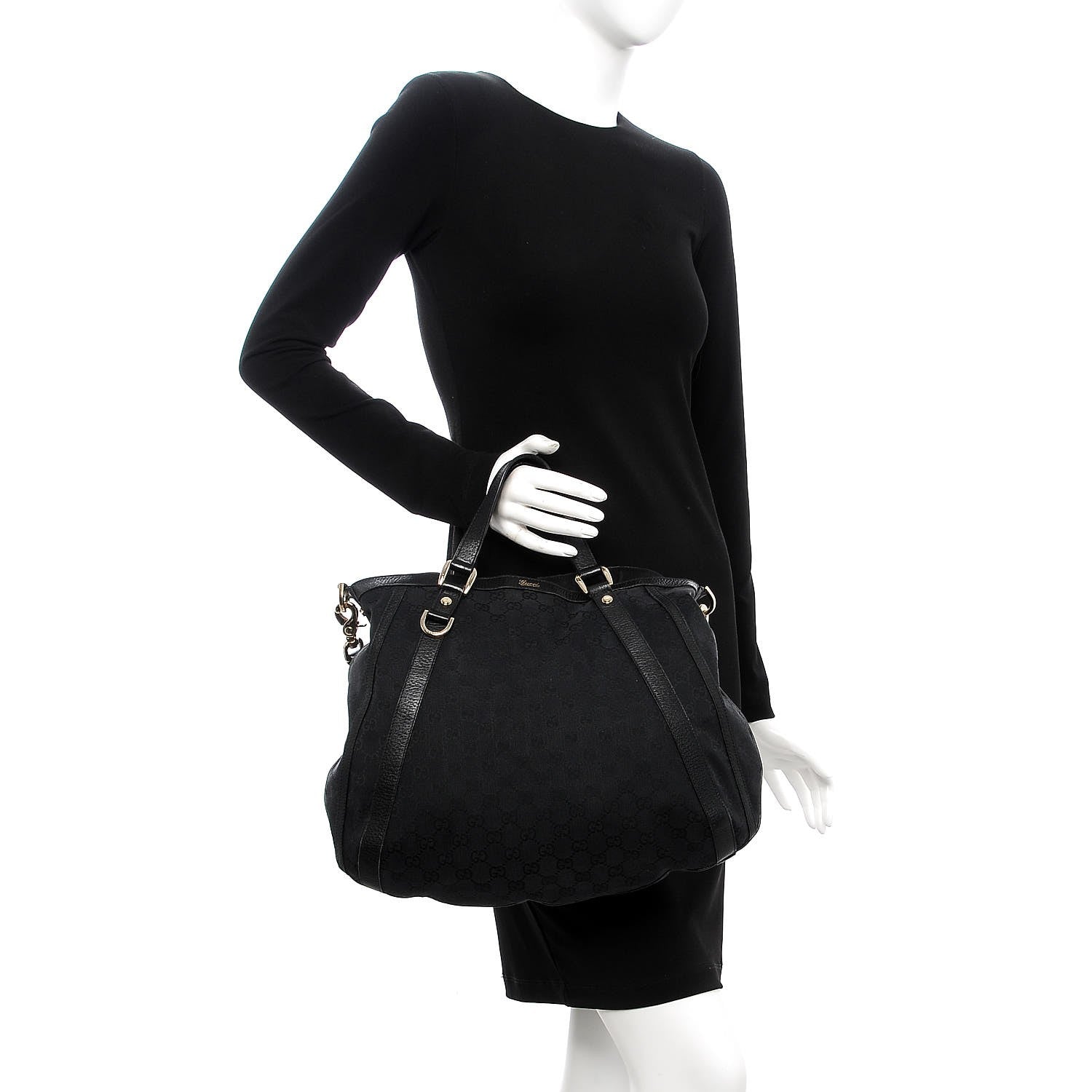 Gucci Monogram Medium Abbey Convertible Tote Black 2 of 9