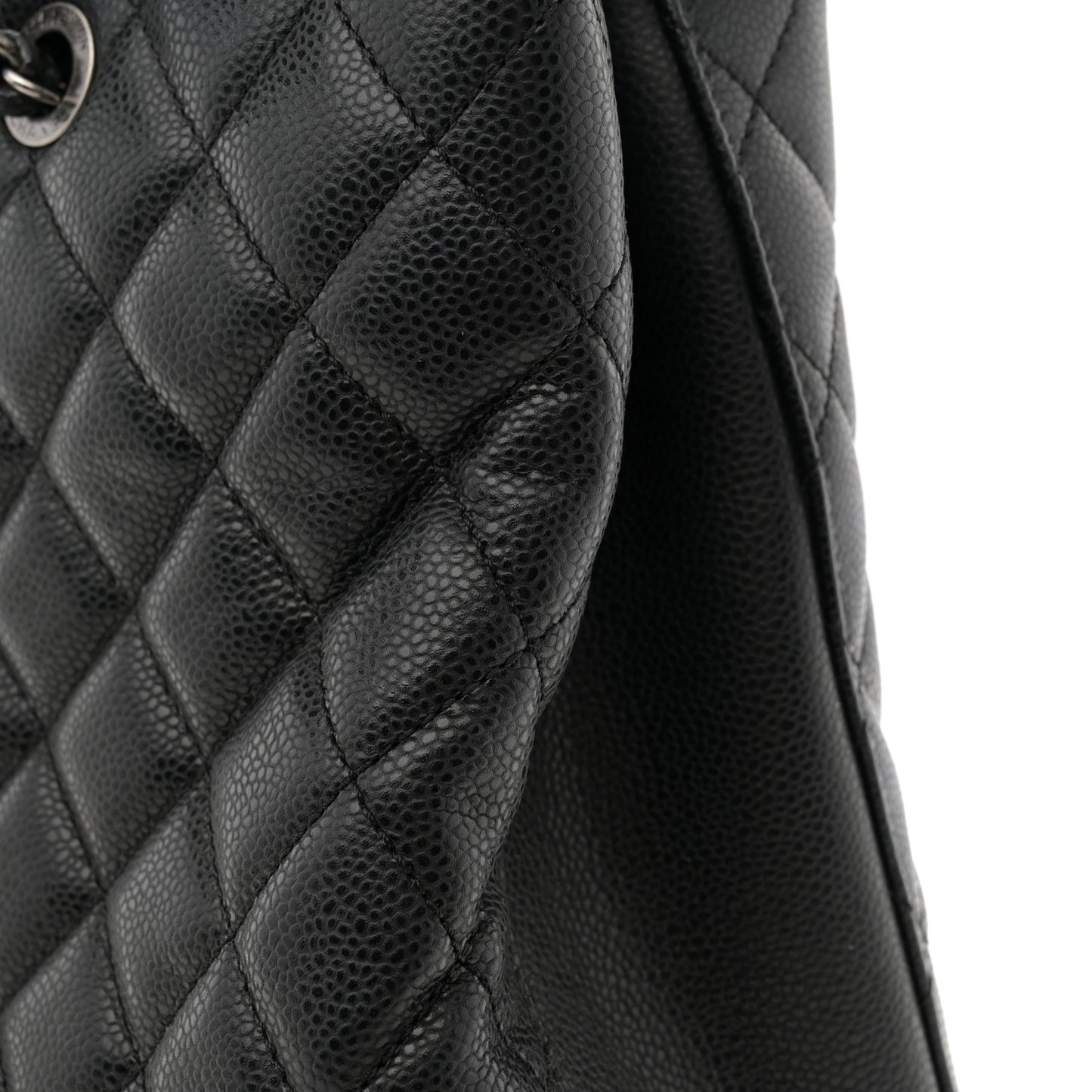 Caviar Quilted City Shopping Tote Black
