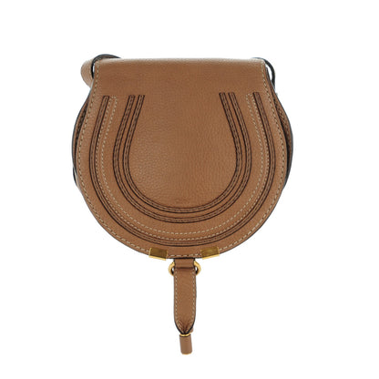 Chloe Calfskin Mini Marcie Round Crossbody Bag Nut 1 of 8